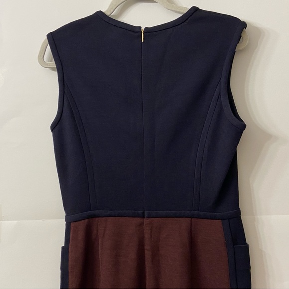 Tory Burch Plum Navy Colorblock Brianna Wool Blend Sheath Dress S - Picture 6 of 11